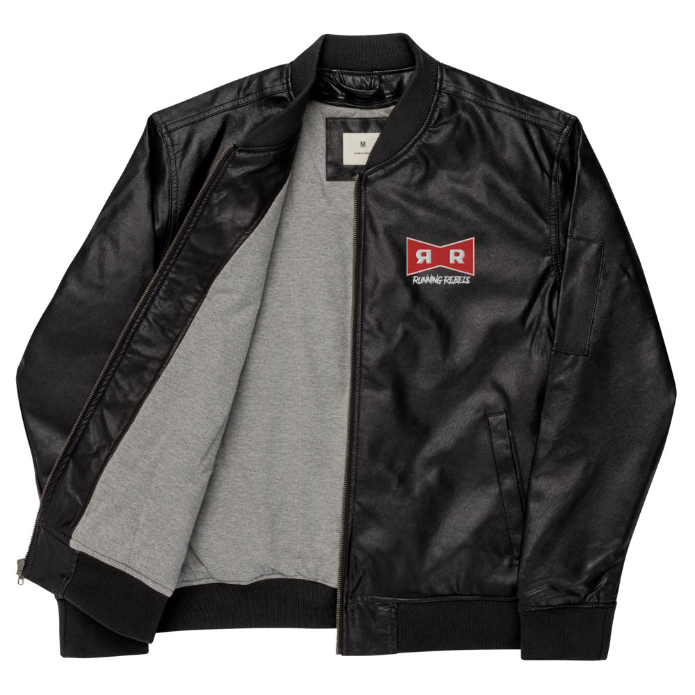 ''RR'' FAUX LEATHER BOMBER [stitched]