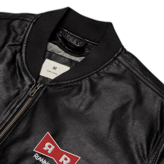 ''RR'' FAUX LEATHER BOMBER [stitched]